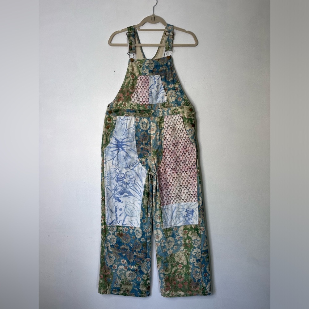 Easel Overalls Women’s Size Small Mixed Print Patchwork Boho Hippie Multicolor